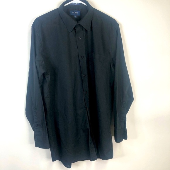 Neil Allyn black dress shirt collared button down long sleeved L 34/35 - Picture 1 of 10